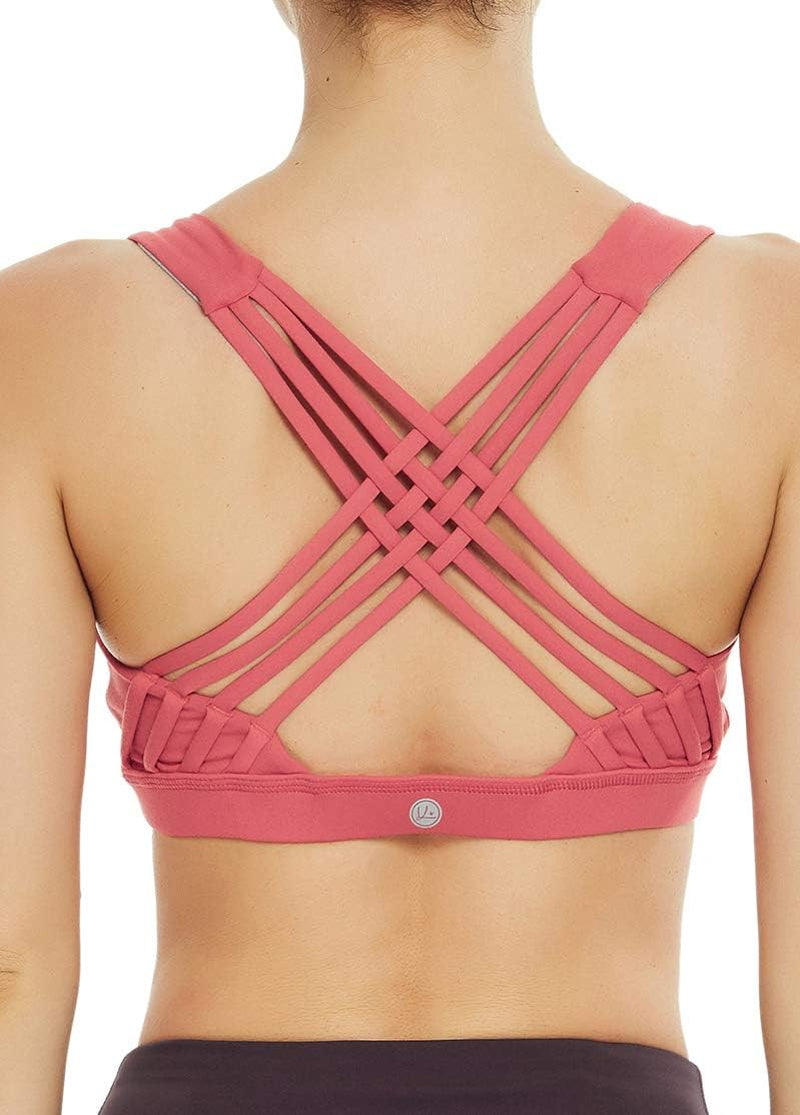 Women'S Medium Support Strappy Back Energy Sport Bra Cotton Feel 6017