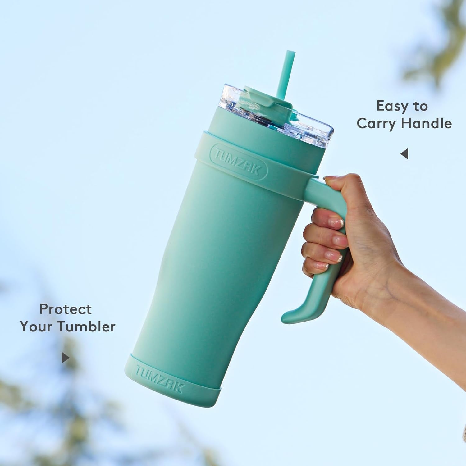 40Oz Tumbler with Handle and Straw Lid Double Wall Vacuum Insulated Stainless Steel Travel Mug Tumbler Resuable Leak-Proof Water Bottle for Iced Coffee Mother'S Day Gifts (Seafoam)