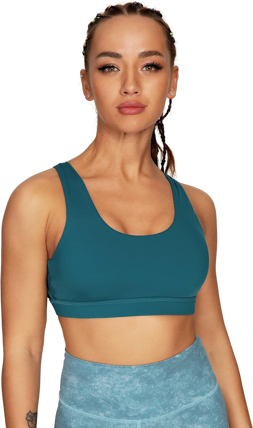 Women'S Medium Support Strappy Back Energy Sport Bra Cotton Feel 6017