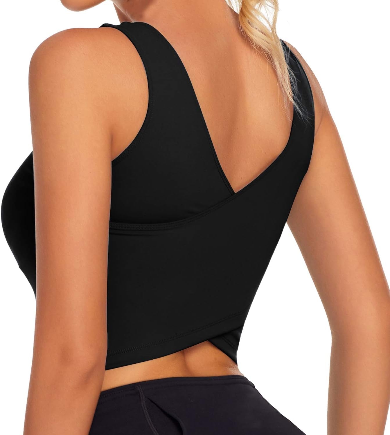 Workout Crop Tops for Women Athletic Tank Tops with Built in Bra Supportive Sports Bra