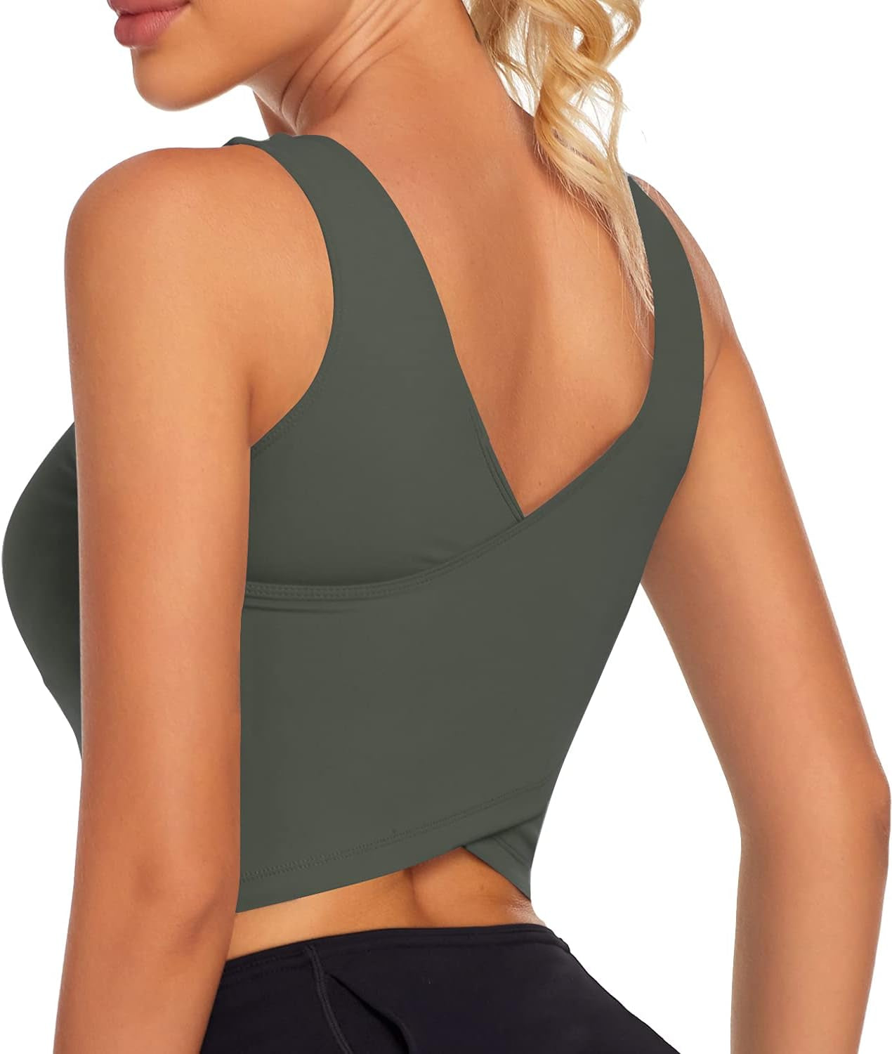 Workout Crop Tops for Women Athletic Tank Tops with Built in Bra Supportive Sports Bra