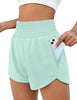 Women'S Athletic Shorts High Waisted Running Shorts Pocket Sporty Short Gym Elastic Workout Shorts