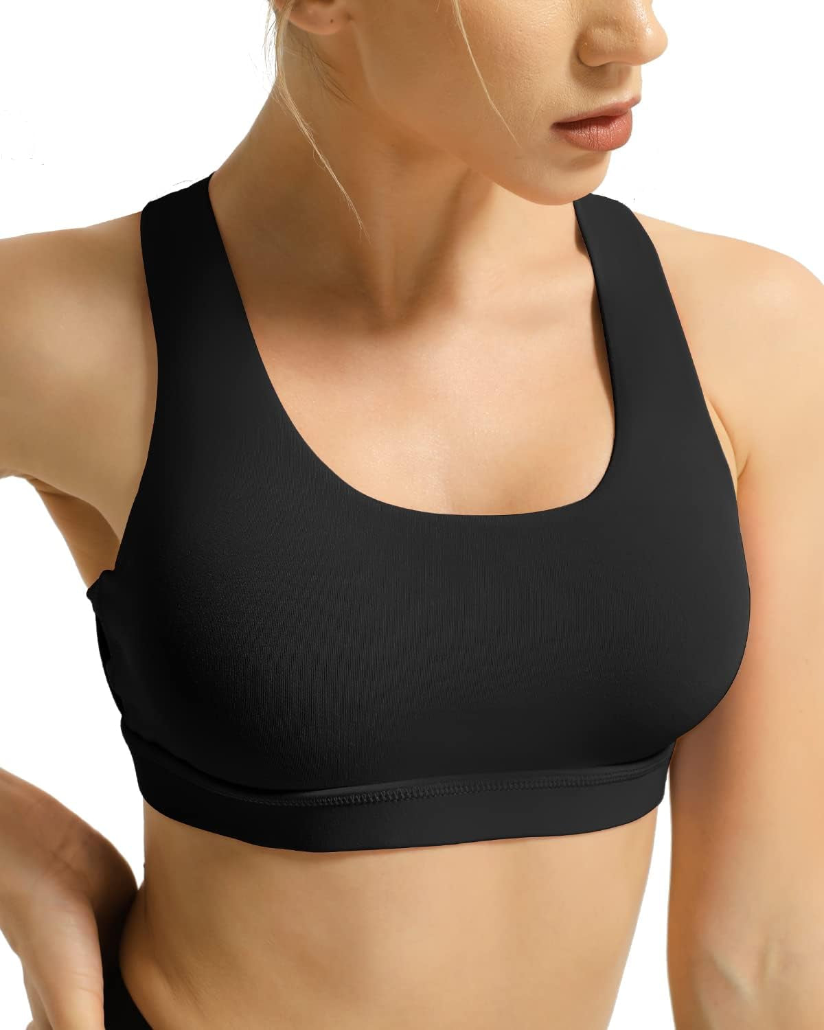 Women'S Medium Support Strappy Back Energy Sport Bra Cotton Feel 6017