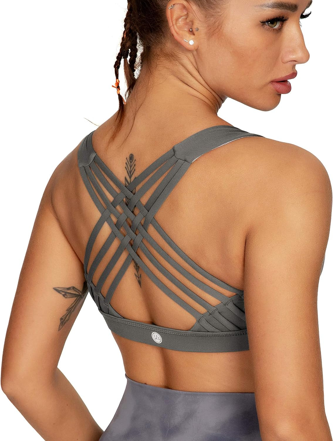 Women'S Medium Support Strappy Back Energy Sport Bra Cotton Feel 6017