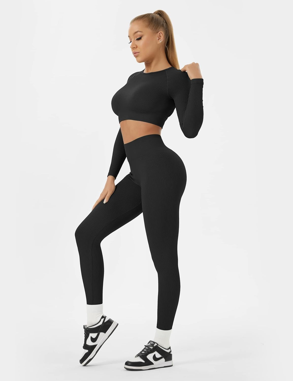 Women Workout Sets 2 Pieces High Waist Leggings