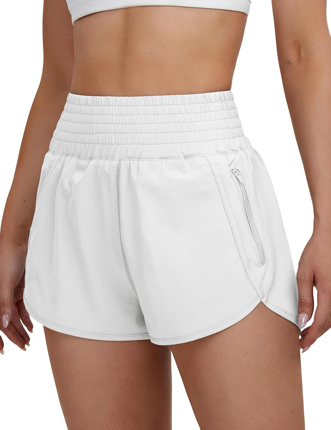 Women'S Athletic Shorts High Waisted Running Shorts Pocket Sporty Short Gym Elastic Workout Shorts