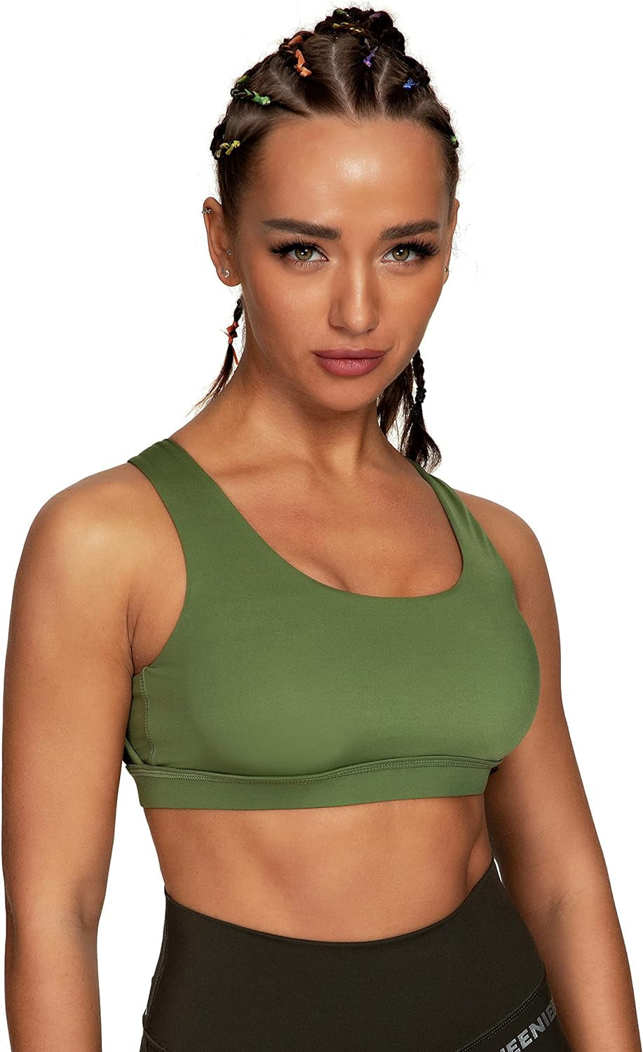 Women'S Medium Support Strappy Back Energy Sport Bra Cotton Feel 6017