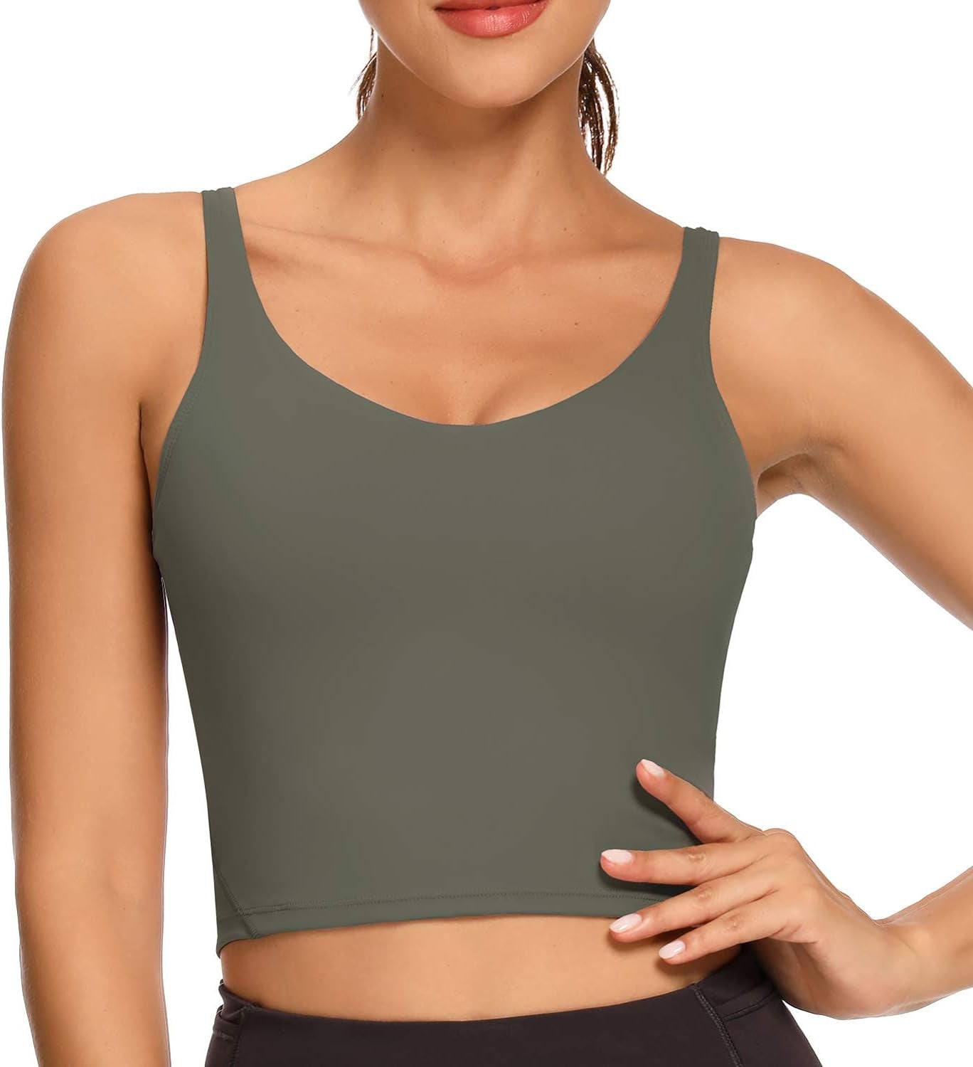 Workout Crop Tops for Women Athletic Tank Tops with Built in Bra Supportive Sports Bra