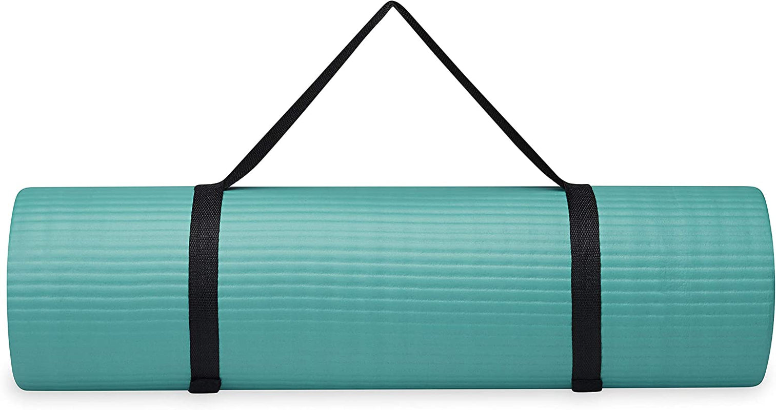 Essentials Thick Yoga Mat Fitness & Exercise Mat with Easy-Cinch Yoga Mat Carrier Strap, 72"L X 24"W X 2/5 Inch Thick