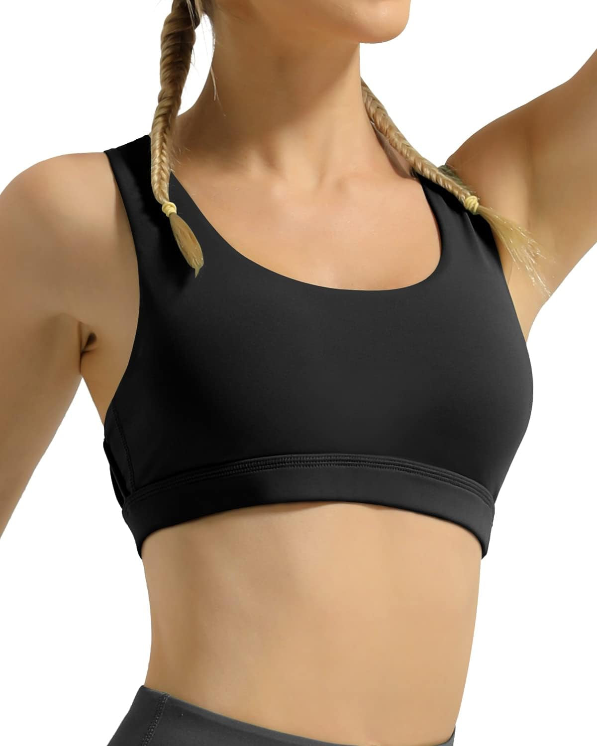 Women'S Medium Support Strappy Back Energy Sport Bra Cotton Feel 6017