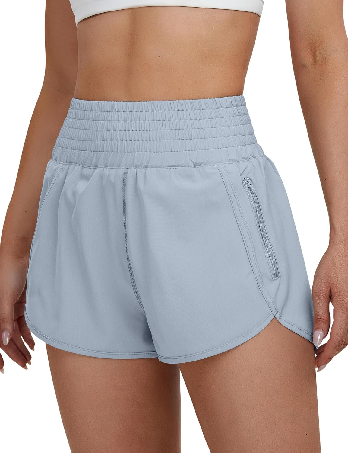 Women'S Athletic Shorts High Waisted Running Shorts Pocket Sporty Short Gym Elastic Workout Shorts