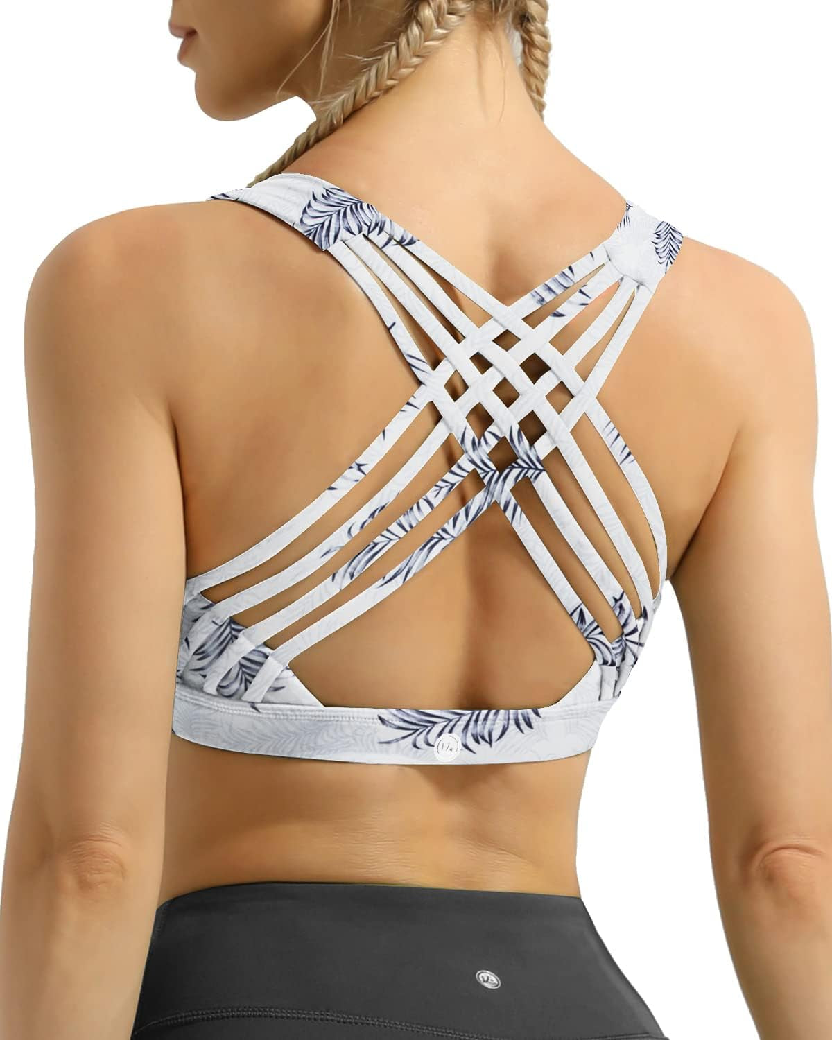 Women'S Medium Support Strappy Back Energy Sport Bra Cotton Feel 6017